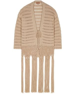Alanui V-Neck Fringed Cardigan - Natural