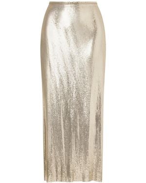 Rabanne Metallic Mesh-Knit Long Skirt - Natural