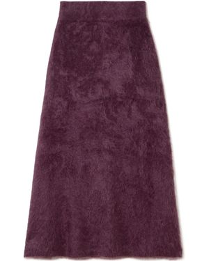 Lisa Yang Asta Brushed-Cashmere Midi Skirt - Purple