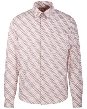 Burberry Long Sleeved Checked Shirt - Pink
