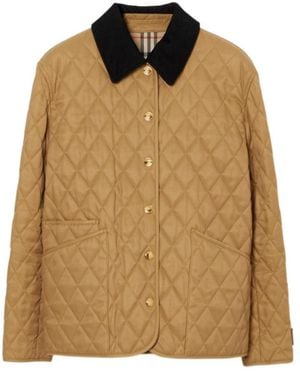 Burberry Diamond Quilted Button-Up Jacket - Brown