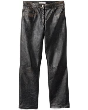 Miu Miu Nappa Leather Pants - Gray