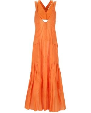 Alberta Ferretti V-Neck Dress - Orange