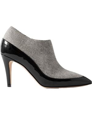 Manolo Blahnik Archepla 90 Patent-Leather Trimmed Wool Point-Toe Ankle Boots - Black