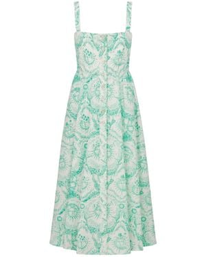 Dior Iviera Flared Mid-Length Dress - Green