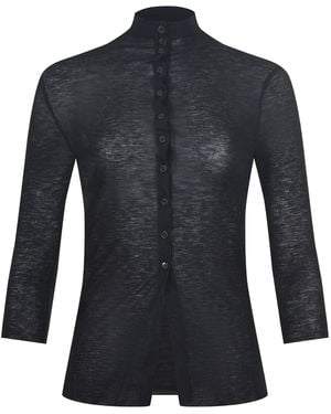 Alysi Long Sleeve Fine-Knit Top - Blue