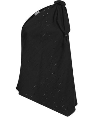 Brunello Cucinelli One Shoulder Embellished Top - Black