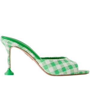 Aquazzura Checked Jacquard Mules - Green