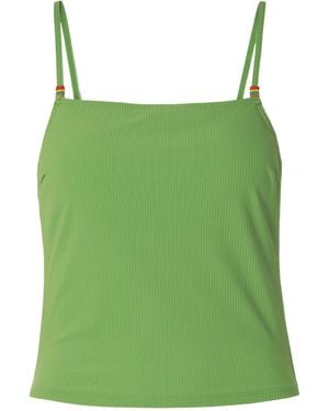 STAUD Cleo Bead-Embellished Ribbed Bikini Top - Green