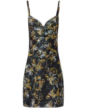 Versace Jeans Couture Couture Barocco Pattern Sequin Embellished Mini Dress - Black