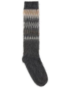 Brunello Cucinelli Patterned Socks - Black