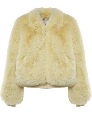 Frankie Shop Butter Faux Fur Bomber Jacket - Yellow