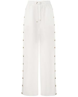 Zimmermann Side-Button Drawstring-Fastening Pants - White