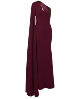 Roland Mouret Embellished Caped One-Shoulder Gown - Purple