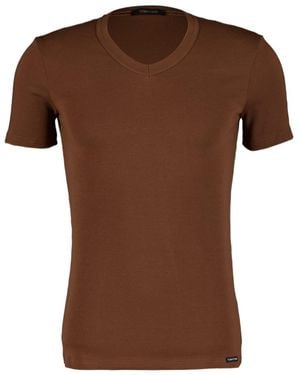 Tom Ford V-Neck Short-Sleeve T-Shirt - Brown