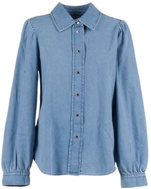 7 For All Mankind Puff-Sleeve Button-Up Shirt - Blue