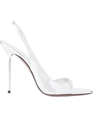Paris Texas Mirrored-Leather Slingback Sandals - White