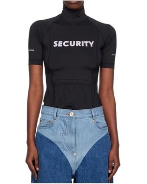 Pushbutton Security Pocket Turtleneck Top - Blue