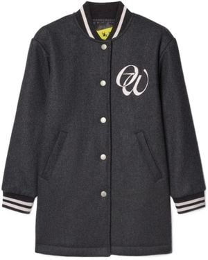 Off-White c/o Virgil Abloh Varsity Single-Breasted Coat - Blue