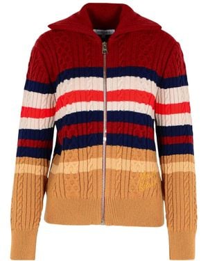 Maison Kitsuné Maison Kitsuné Striped Zipped Knit Cardigan - Orange