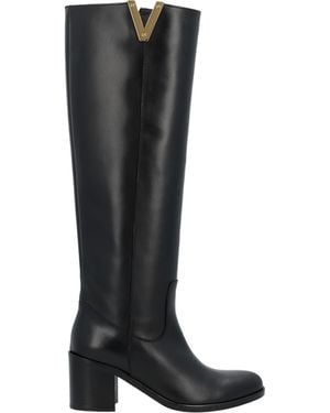 Via Roma 15 Round-Head High-Heeled Boots - Black