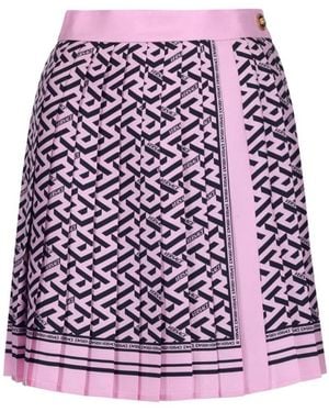 Versace La Greca Print Mini Skirt - Red