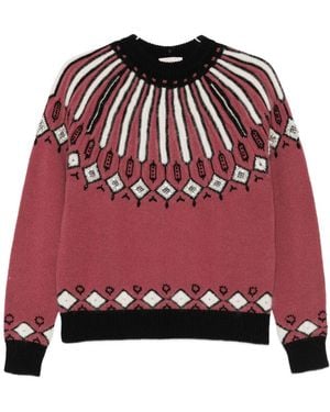 Semicouture Adriane Embellished-Patterned Jumper - Red