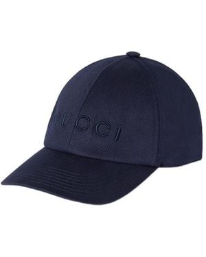 Gucci Cotton Baseball Hat With Embroidery - Blue