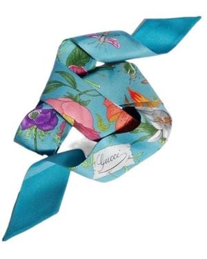 Gucci Printed Silk Twill Ribbon - Blue
