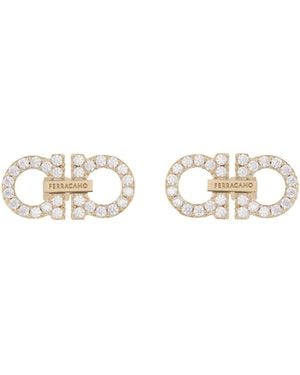 Ferragamo Ferragamo Double Gancini Embellished Earrings - White