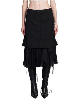 Balenciaga Pleated Layered Tailored Skirt - Black