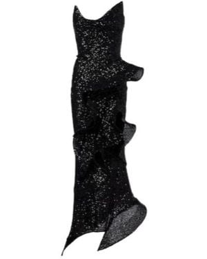 Maticevski Thistle Wave Ruffled Sequined Gown - Black