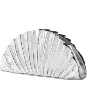 Cult Gaia Nala Ruched Metallic Leather Clutch