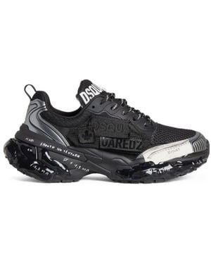 DSquared² Logo-Patch Lace-Up Sneakers - Black