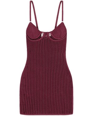 The Attico Crocheted Mini Dress - Red