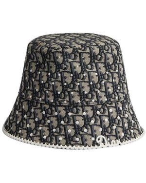 Dior Polka Oblique Teddy-D Small Brim Bucket Hat - White