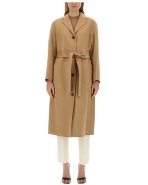 Theory Belted Straight Hem Coat - Natural