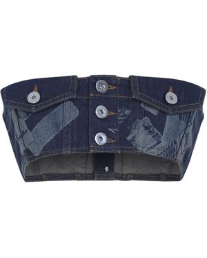 Jean Paul Gaultier Trompe L'Oeil Printed Top - Blue