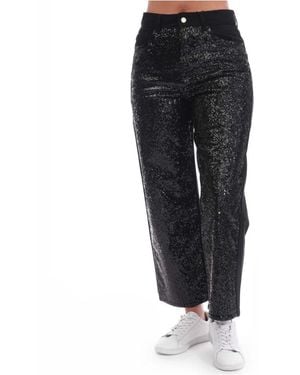 Emporio Armani Sequined Straightleg Pants - Black