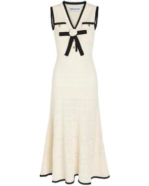 Self-Portrait Pointelle-Knit Midi Dress - White