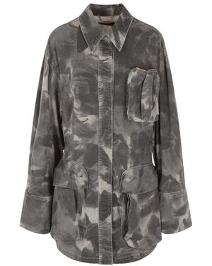 Blumarine Jean Camouflage-Print Jacket - Grey