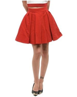 Balmain Pleated Zip Skirt - Red