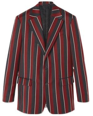 Versace Regimental Stripes-Print Single-Breasted Blazer - Red