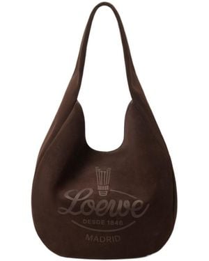 Loewe Roomy Logo-Print Tote Bag - Brown