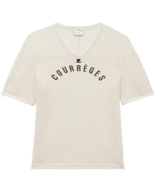 Courreges Courrèges Logo Printed Mesh T-Shirt - White