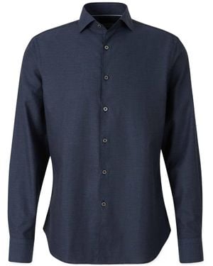 Canali Long Sleeved Plain Shirt - Blue