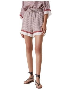 Brunello Cucinelli Geometric-Print Silk Shorts - Pink