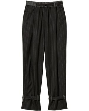 Twinset Pinstripe Cuff-Strap Trousers - Black