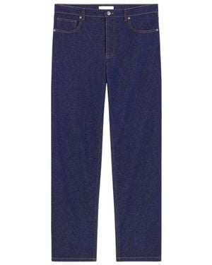 Maison Kitsuné Maison Kitsuné Logo Embroidered Straight Denim Jeans - Blue