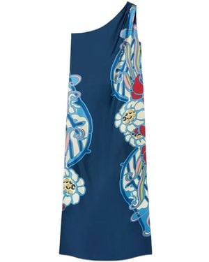La DoubleJ La Doublej Roy One-Shoulder Floral Dress - Blue